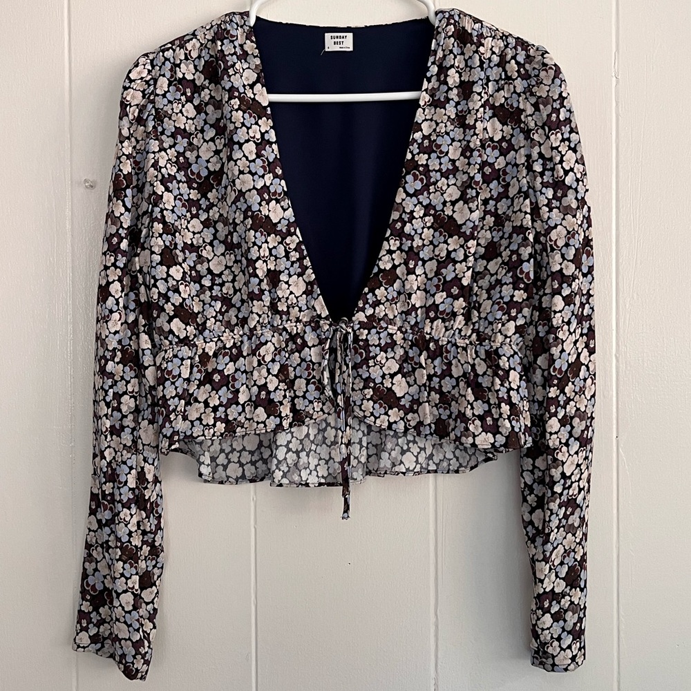 NEVERWORN flowery Aritzia/Sunday Best top, size S